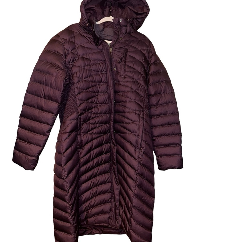 Duluth trading co Women's plum Puffer Long Coat winter hooded parka size XL